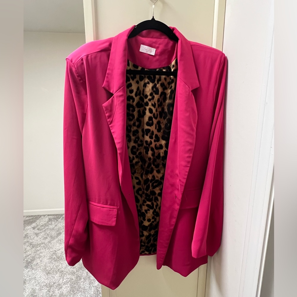 Pink Lily boutique pink cheetah blazer